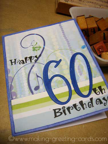 card making supplies used for the front of 60th birthday card