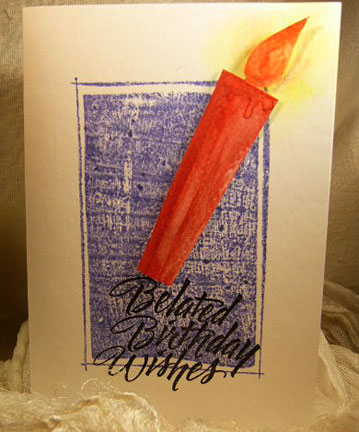 belated birthday greetings. elated greeting card.