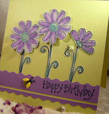   Birthday Cards on Three Flowers Make Up This Happy Birthday Greeting Card I Used Bright