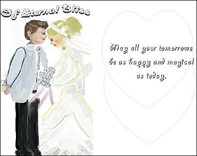 This is the front view of Anna's computer generated wedding card.