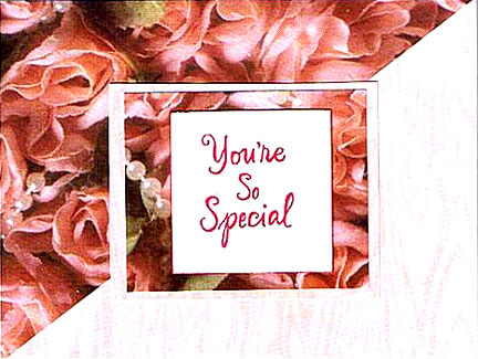 "You're So Special" - a message stamped onto white card layered against 