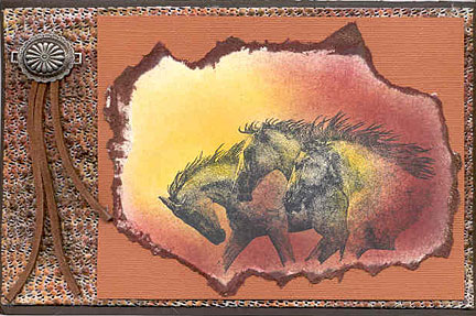 rubber stamped card/Stamped Horses Card