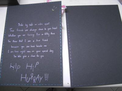 Left side can be used for a general happy birthday message. Right side can be used to stick memorable pictures.