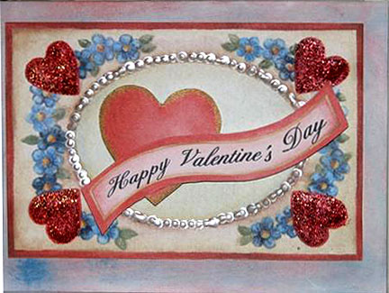 Glitters, Blings and Hearts for this lovely Valentine's Day Card Happy Valentine's Card
