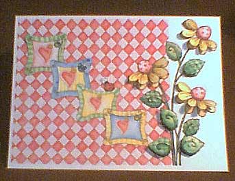 Heart and Flowers and Ladybirds heart and flower card