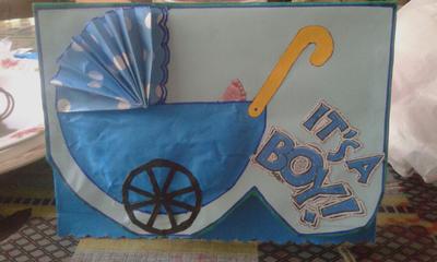 Baby Pram - Baby Boy Card