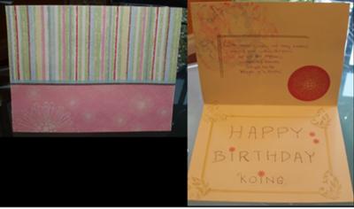 Birthday card using different papers and handwritten message