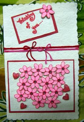 A Handmade Pink Flower Card by Heera!!