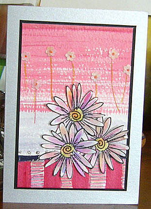 pink floral greeting card