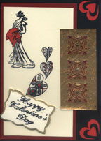 Japanese lady in kimono and hearts for this Happy Valentines Day card Japanese idea of a Valentine Card