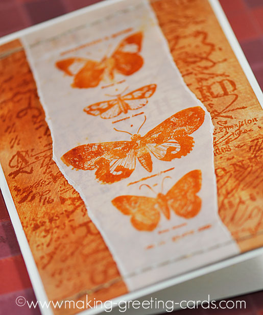 Vintage Butterfly Card with Tim Holtz Distress Inks & Stamps