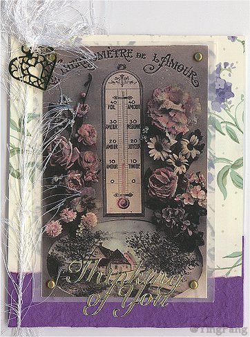 Thinking of you card with love thermometer to measure the degree of love. So sweet.